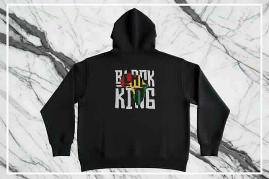 Black King Hoodie - Back View Largest Design